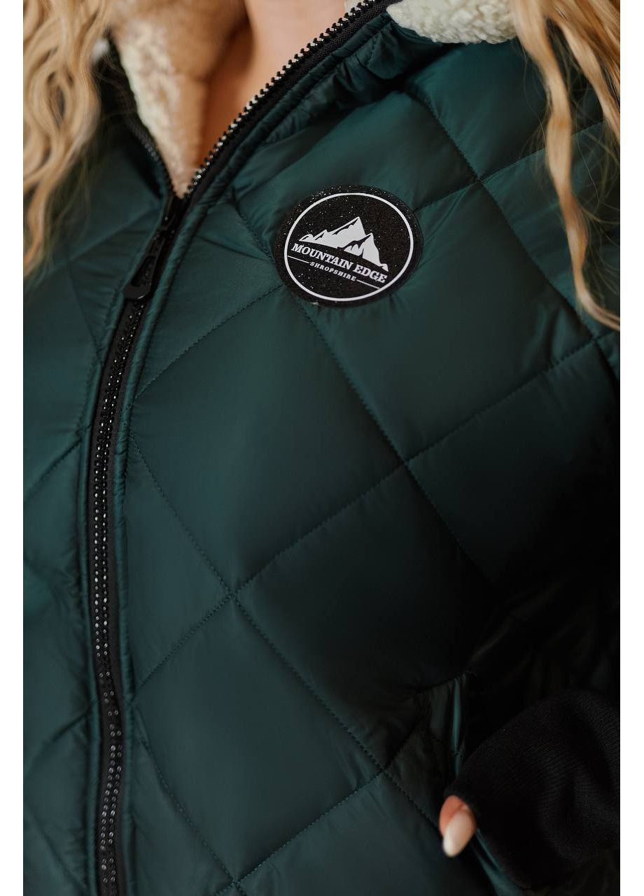 Смарагдова зимня куртка жіноча зимова з капюшоном No Brand