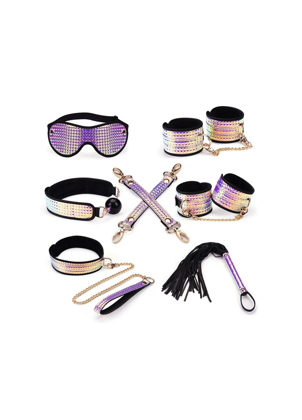 Набор Pink G lossy 7pcs Bondage Kit, фиксаторы, ошейник с поводком, кляп, флогер, маска Liebe Seele (335392201)