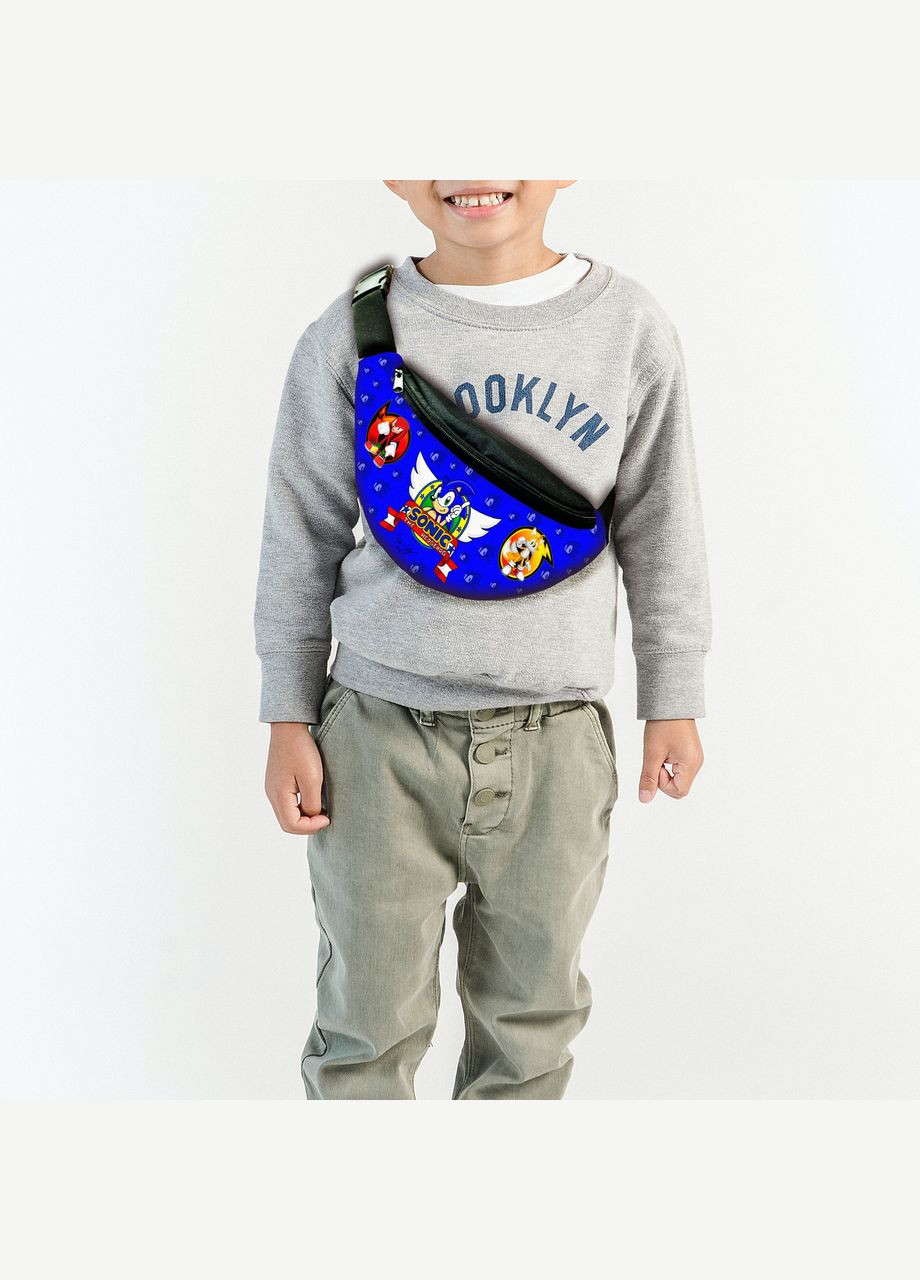 Сумка-бананка "Сонік" з принтом, 35х15см, дитяча, молодіжна No Brand (306438285)