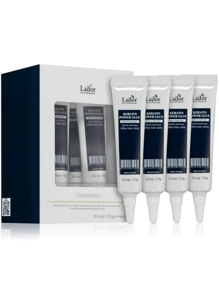 Набор сывороток с кератином для секущихся кончиков волос 15 г *4 шт Lador Keratin Power Glue 60 мл (8809500815358) La'dor (349754443)