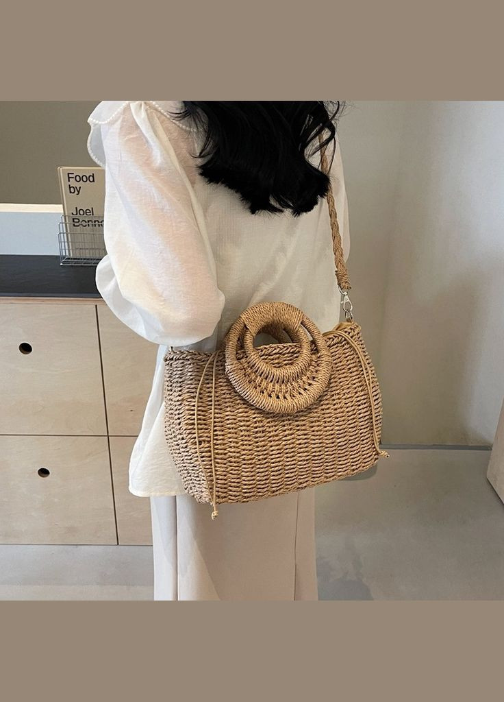 Женская летняя плетеная сумка кросбоди с круглой ручкой и затяжкой внутри ZANZIBAR No Brand (293510669)