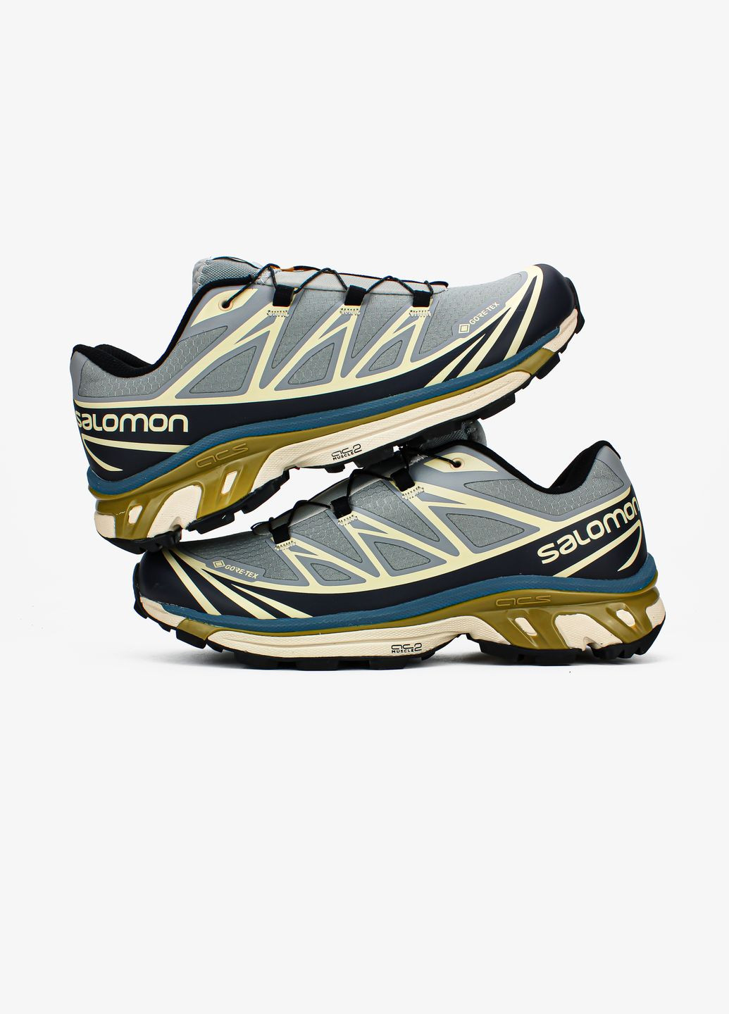 Синие демисезонные кроссовки мужские salomon xt-6 adv dover grey beige gore-tex | саломон хт-6 синие No Brand