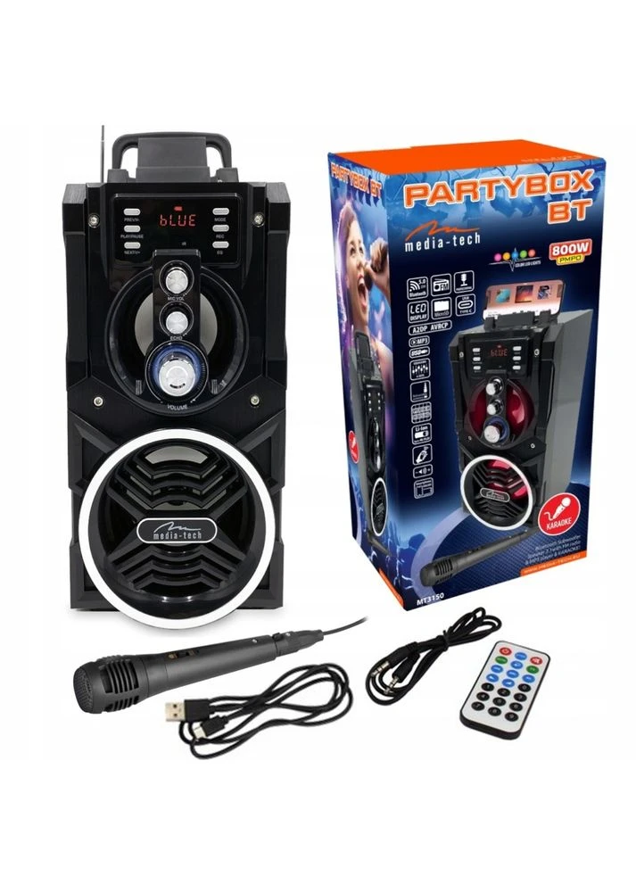 Акустическая система 1.0 18W, Bluetooth/FM/AUX/SD/USB/КАРАОКЕ черная Media-Tech (341089959)