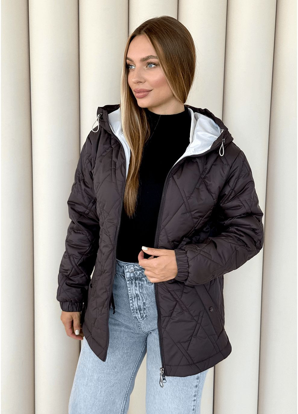 Коричневая демисезонная куртка elina шоколад MioRichi