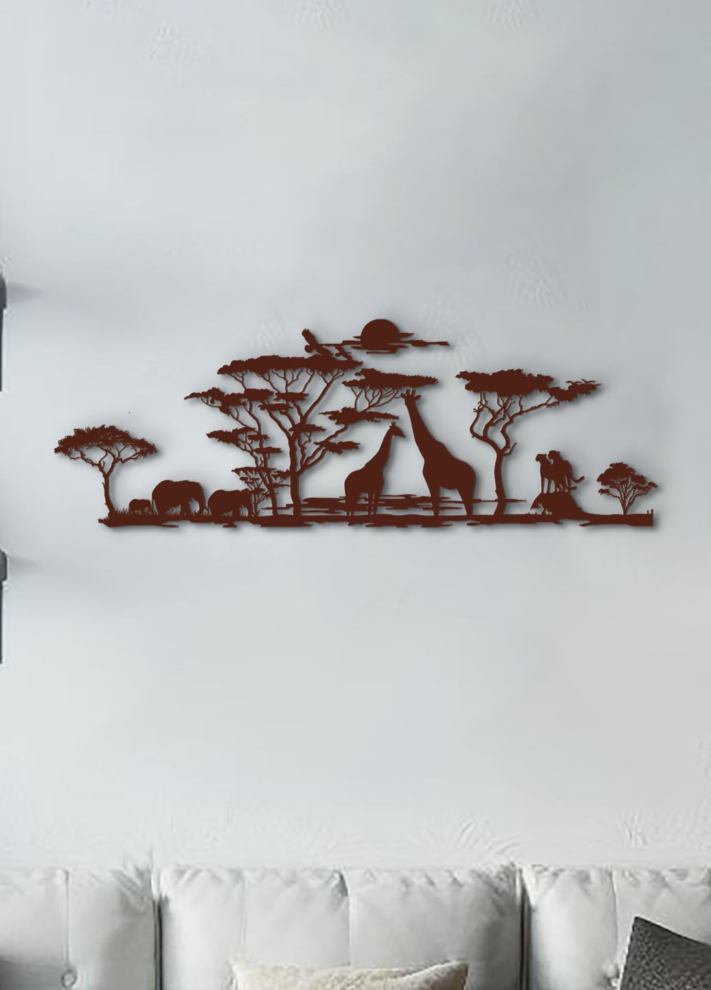 Современные картины для интерьера, Деревянный декор для комнаты "Африканские животные", стиль лофт 70х25 см Woodyard (292113179)
