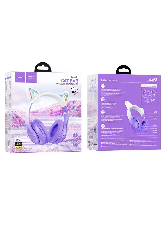 Беспроводные блютус MP3 Наушники с ушками и подсветкой W42 Hoco (335835268)