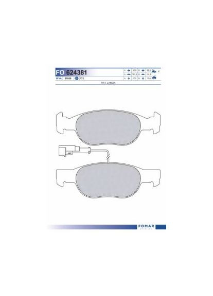 Колодки тормозные дисковые передние ALFA ROMEO 145, 146 94-96, FIAT BRAVO, BRAVA, MAREA 95-, PUNTO 94- FO 624381 Fomar (364975060)