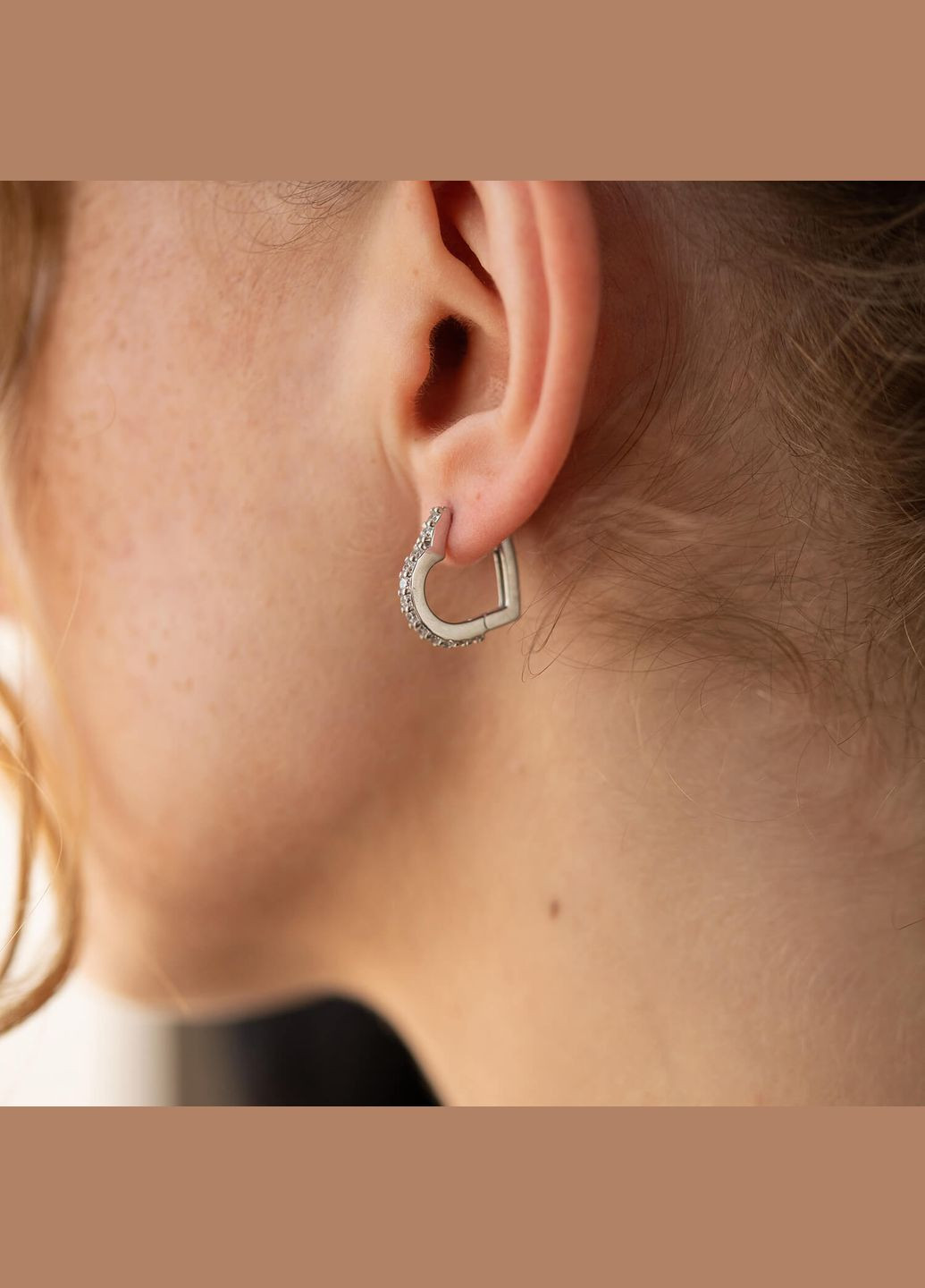 Срібні сережки Сердечки з фіанітами OR111550 Oniks (264023462)