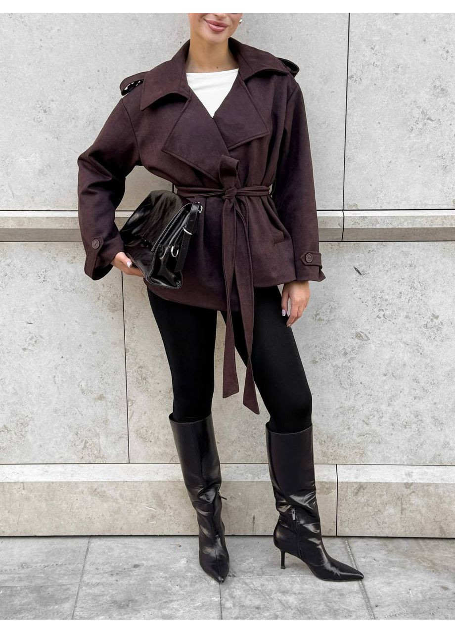 Жіночий замшевий тренч Україна тренчкот без застібки демісезон (360548423)