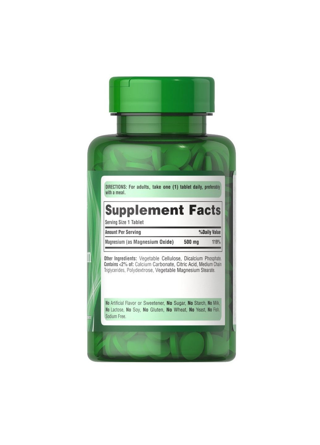 Витамины и минералы High Potency Magnesium 500 mg, 100 таблеток Puritans Pride (293481823)