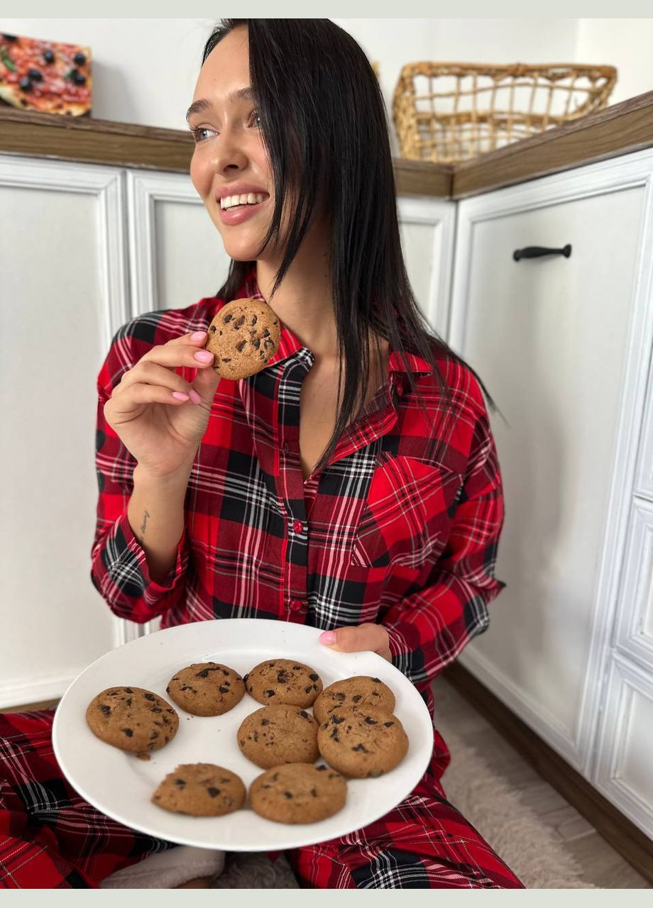 Червона всесезон стильний домашній костюм піжамка сорочка + брюки Vakko