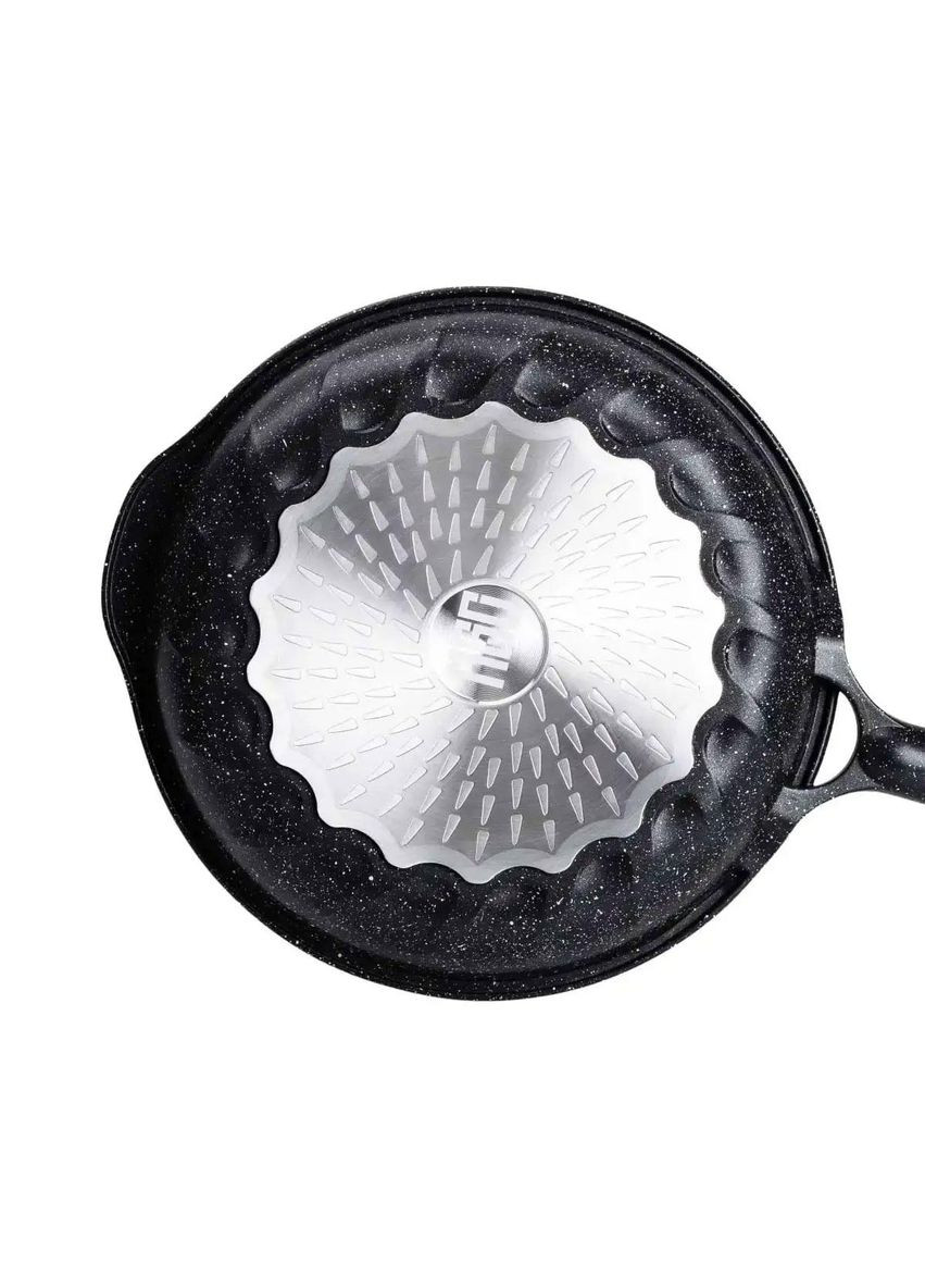 Алюмінієва сковорода 2,8 л з мармуровим покриттям антипригарним Ø 28 см товсте дно чорний HP-4-420B MGC (370800709)