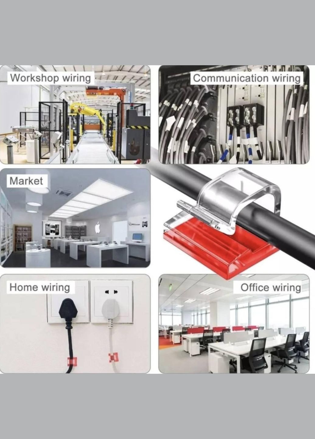 Органайзер Фиксатор кабеля держатель для проволоки самоклеящийся 50 шт L Прозрачный CHOICE (349844919)