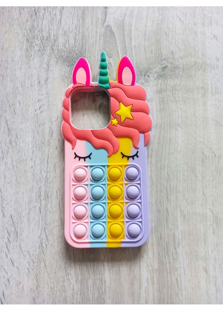 Чохол Pop it для iPhone 13 pro Єдиноріг силіконовий Попіт райдужний Xiaomi (360897026)