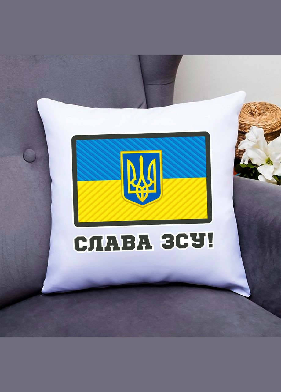 Подушка декоративна з оригінальним патріотичним принтом «Прапор України. Тризуб. Слава ЗСУ». Кавун (316095868)