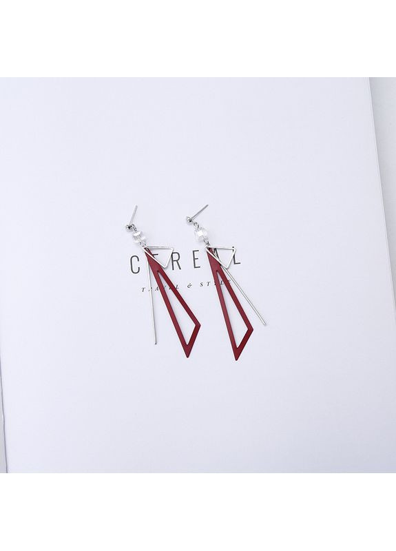 Серьги/сережки геометрия длинные треугольники «Geometry Red» (красный) China (366874870)