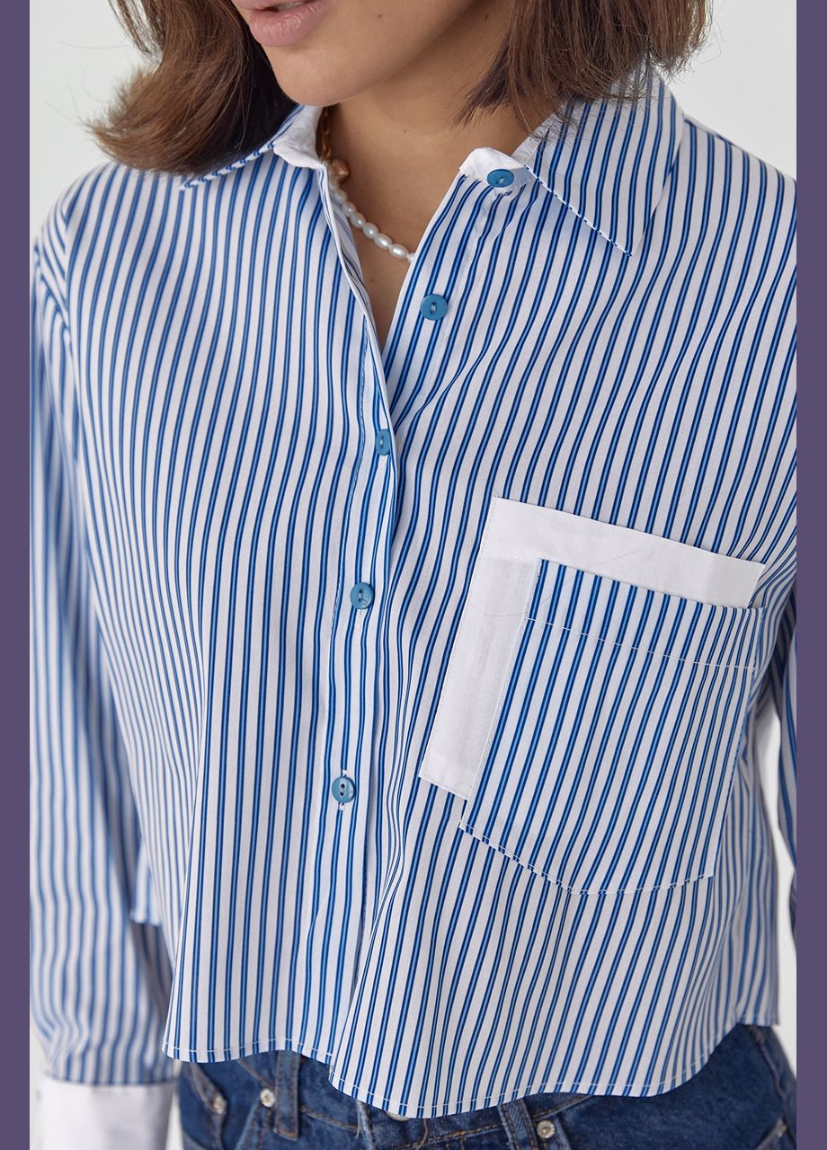 Укорочена сорочка в смужку з двома кишенями 23280 Lurex (280910377)