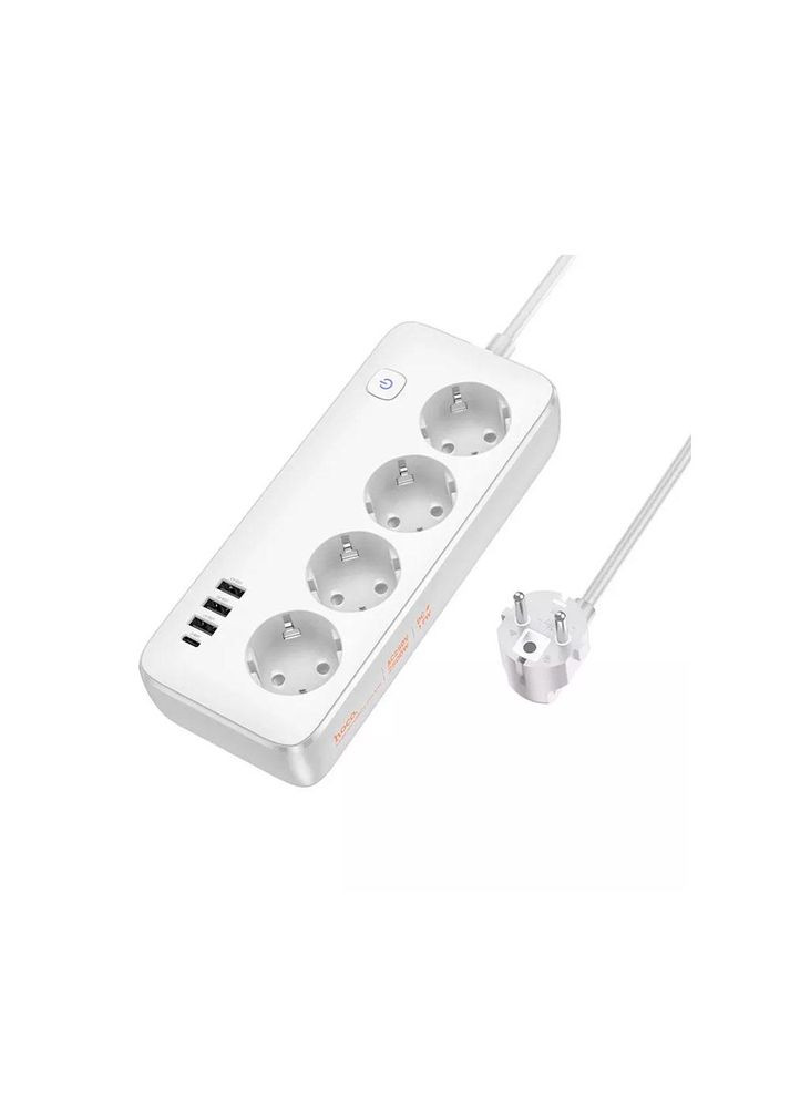 Зарядное устройство фильтр удлинитель 4 порта AC21 белое Hoco (317241348)