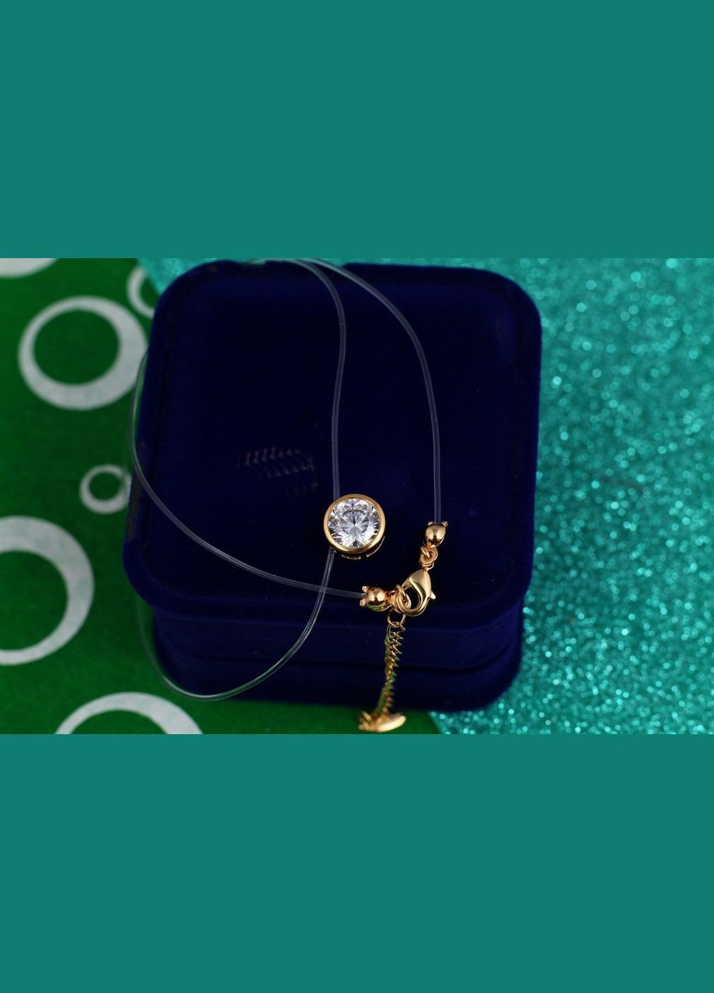 Леска з кулоном в обідку 9 мм 40 см додаток 5 см золотиста Xuping Jewelry (317269239)