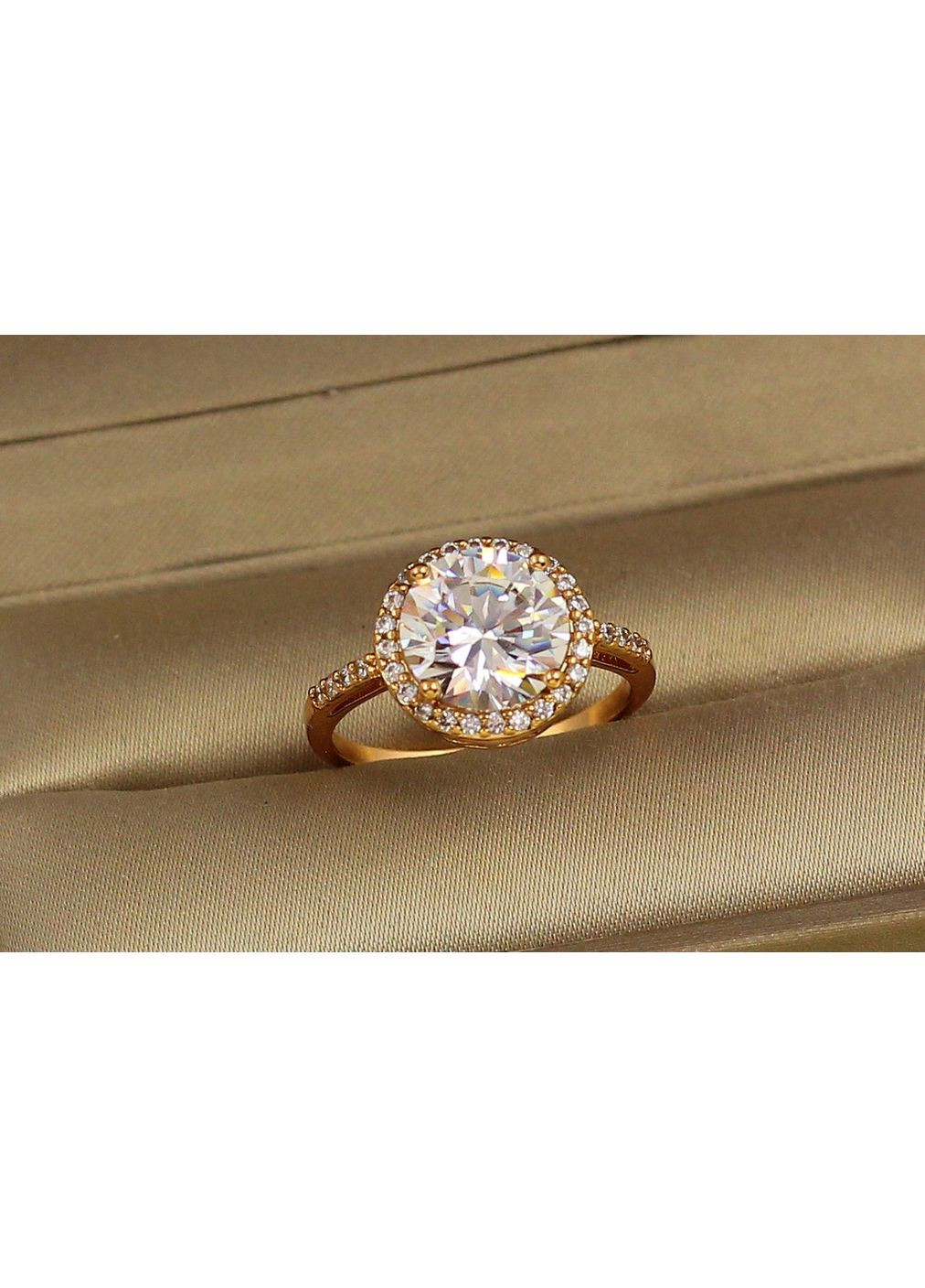 Каблучка великий камінь в колі дрібних фіанітів р золотисте love-shopping Xuping Jewelry (354661902)