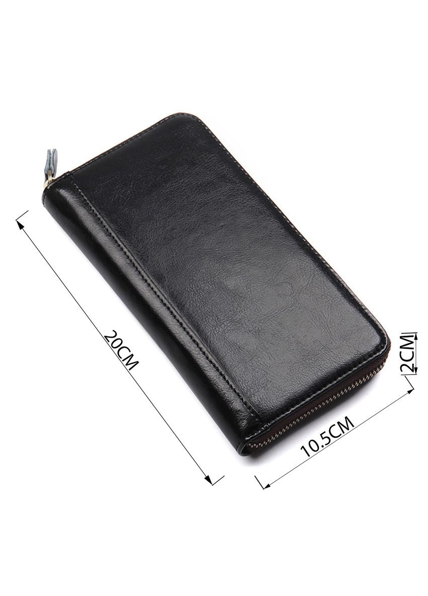 Вместительная кожаная визитница с молнией для визиток и телефона черная (sku_14605) No Brand (330012825)