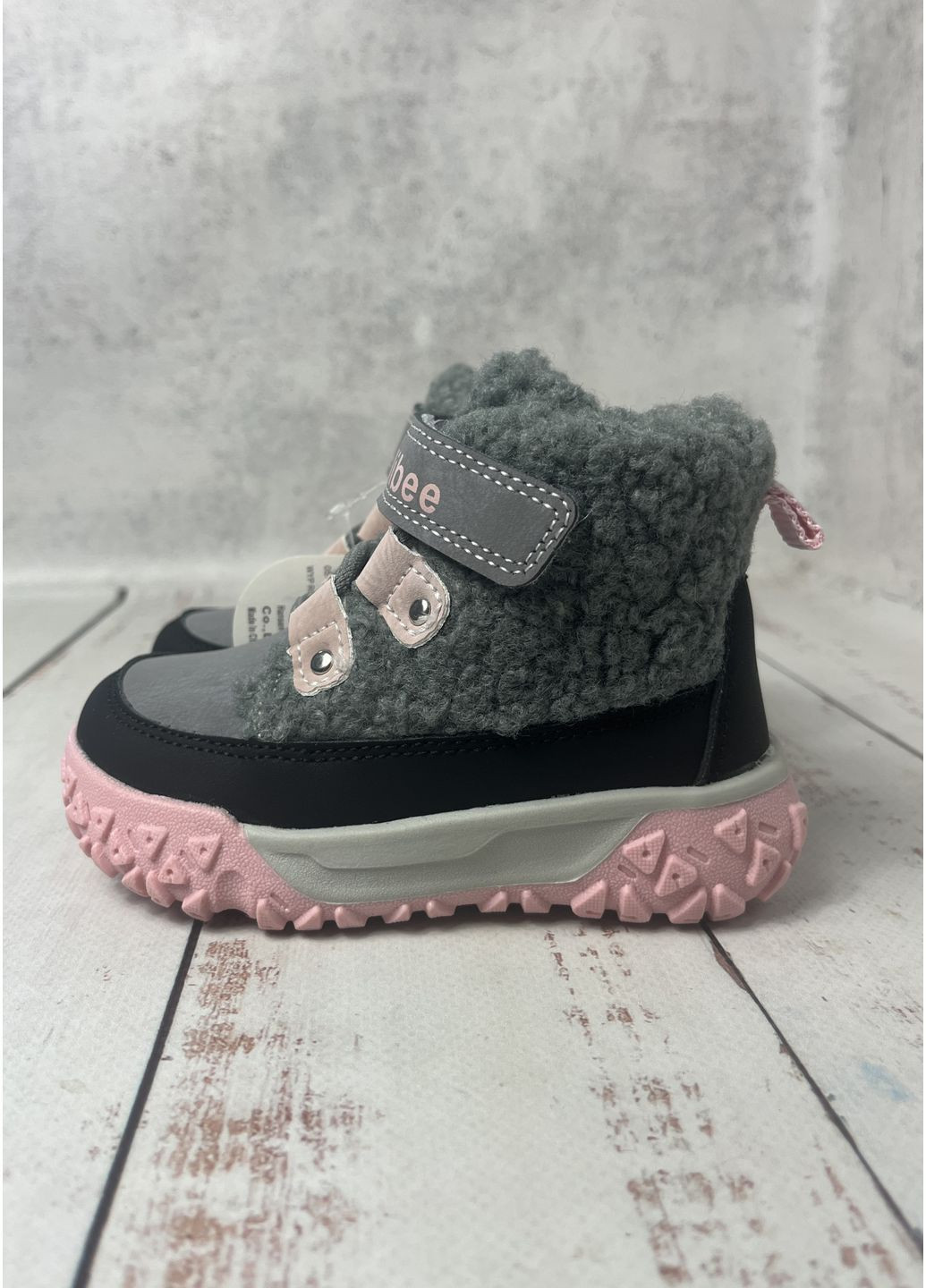 Черевики зимові дитячі на дівчинку Рожево-сірий (033) Clibee (369569775)