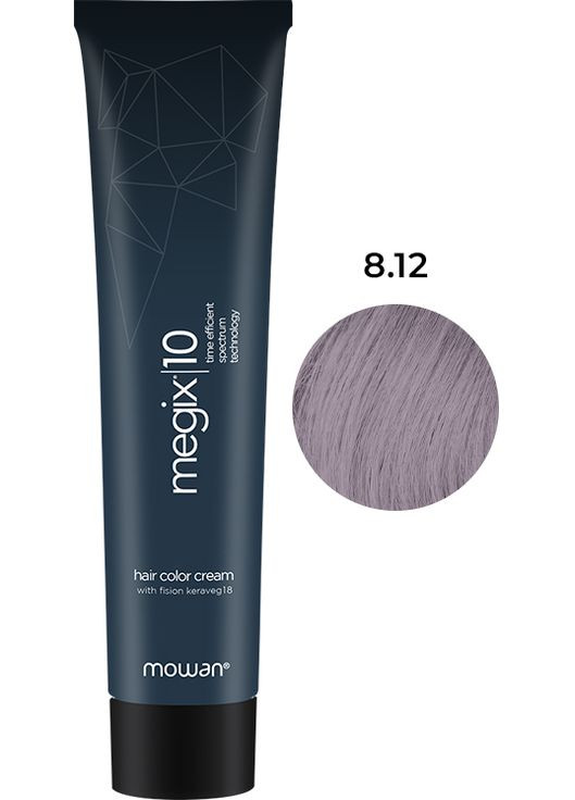 Краска для волос 8.12 светло-пепельный блонд ирис Megix10, 100 мл Mowan (335264281)