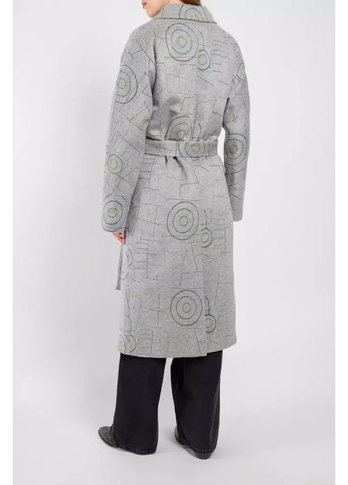 Серое демисезонное Женское шерстяное длинное пальто с поясом CARERA MKCR911-1 Correra