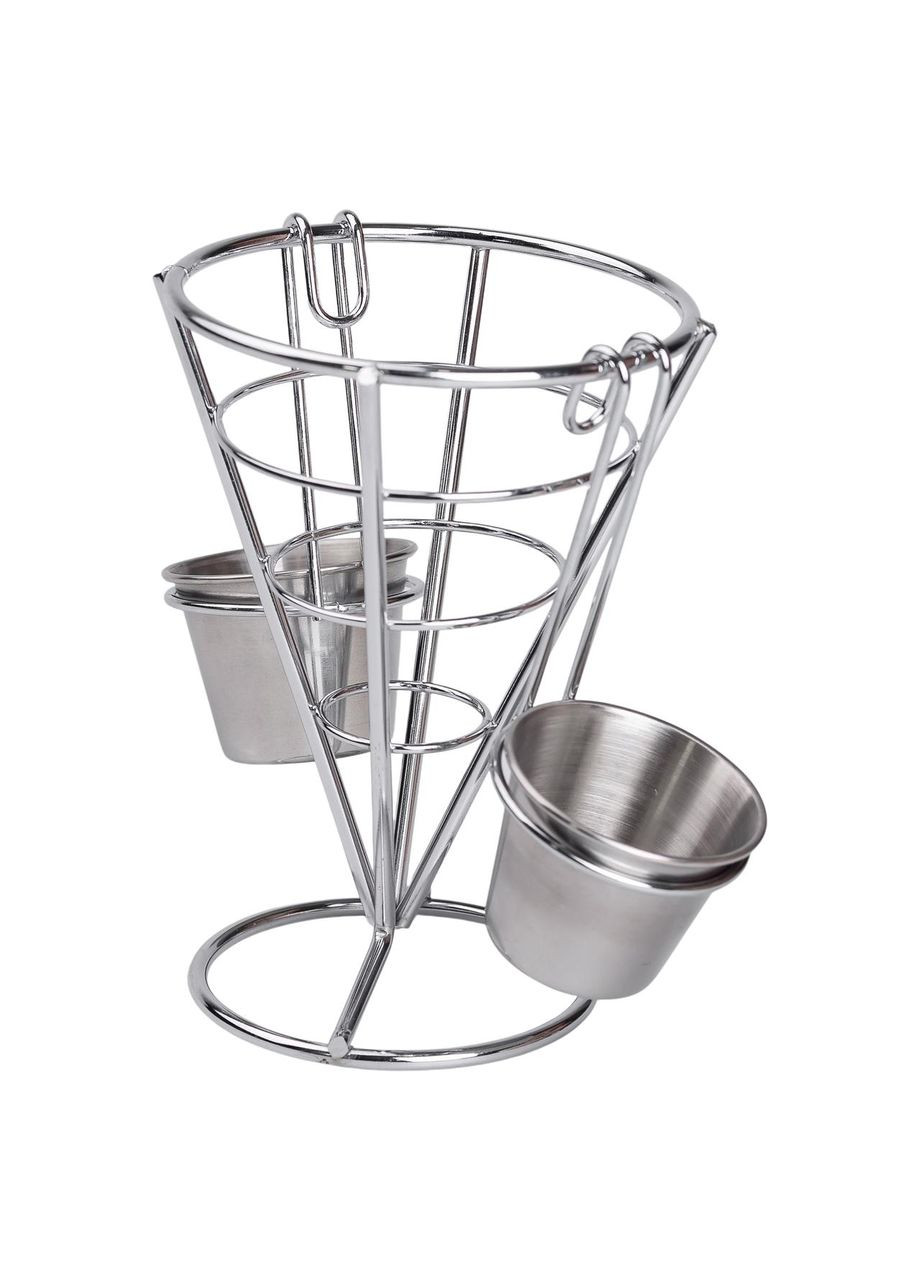 Кошик конусний для картоплі фрі з соусниками 15×15×13,5 см Сірий Zhongjing (360456900)