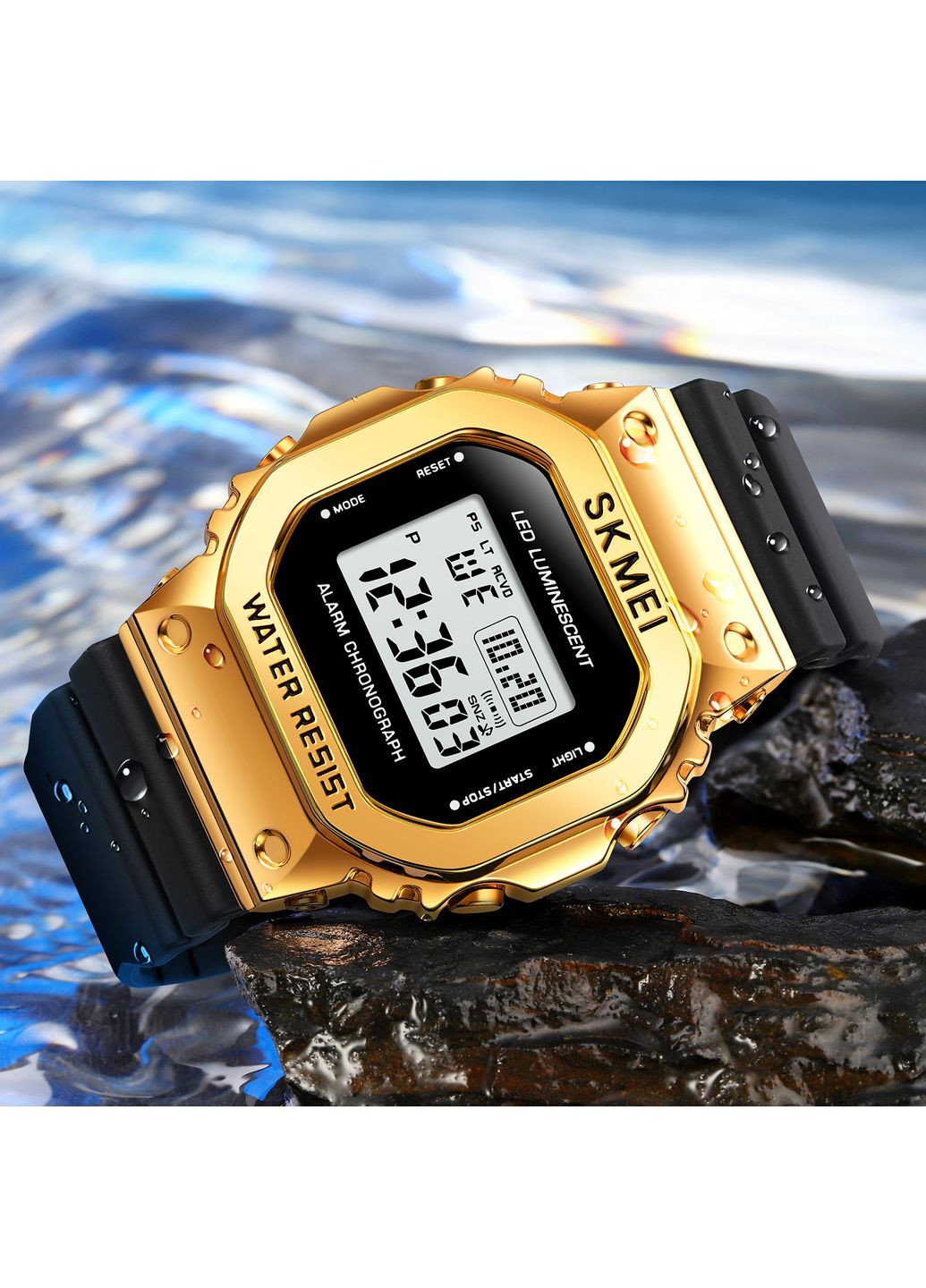 Годинник 1851 Black-Gold електронні водонепроникні спортивні для чоловіків жінок унісекс ProDobro (367265917)