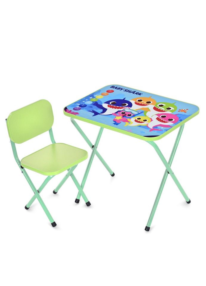 Складний дитячий стіл з стільцем зелений парта для навчання та творчості для дітей Bambi (368759822)