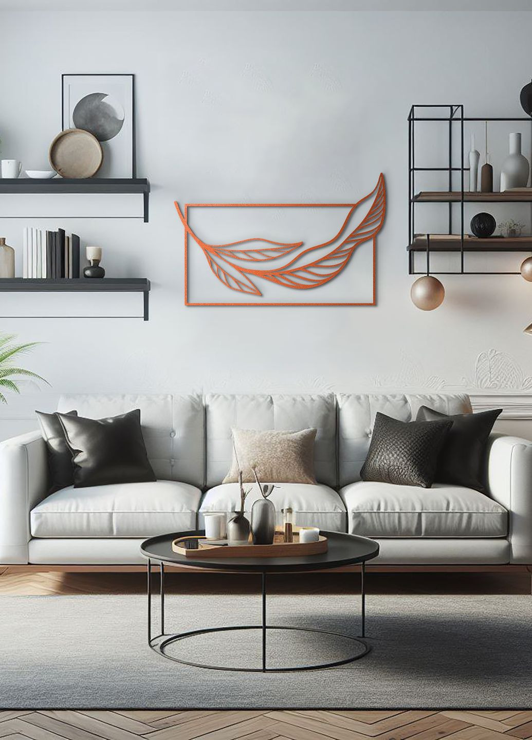 Картина на стену, деревянный декор для дома "Листок минимализм", оригинальный подарок 95х60 см Woodyard (292113395)