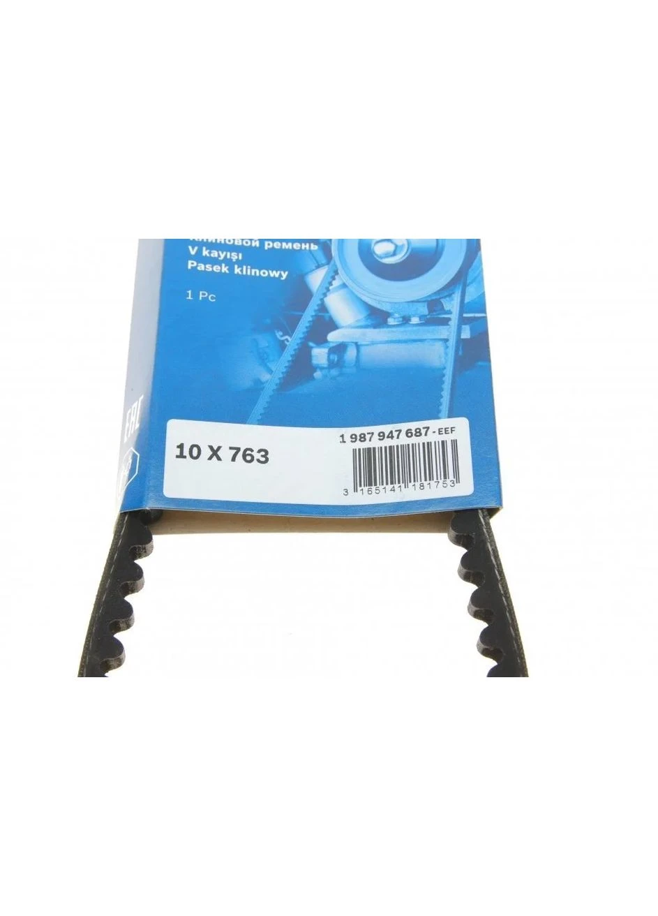 Ремінь генератора VW Passat/T3/Opel Kadett E/Ford Escort/Audi 80 1.3-1.8 -97 (10x763) 1 987 947 687 UA63 Bosch (345787987)
