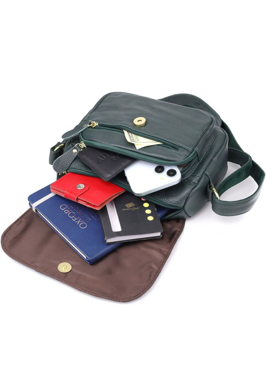 Повсякденна жіноча сумка з натуральної шкіри 22970 Зелений Vintage (361679838)