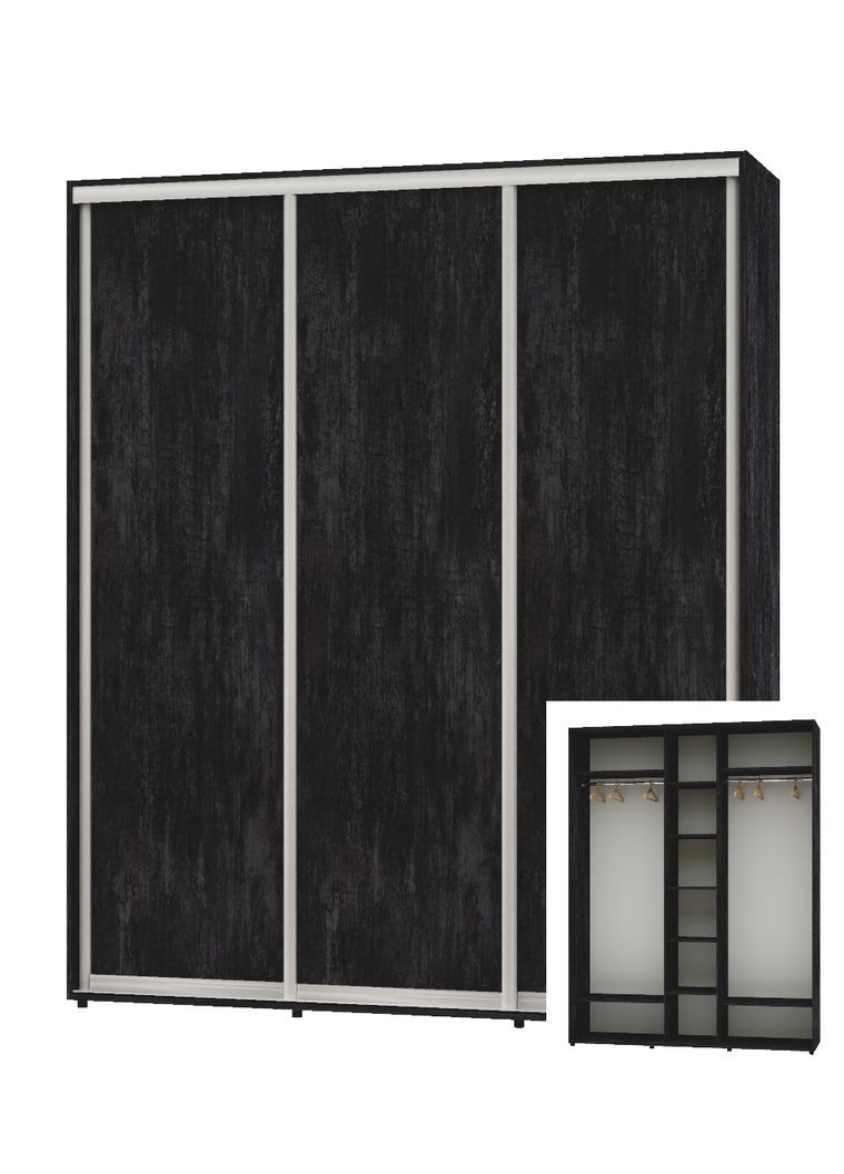 Шафа-купе тридверна 200*60*230 Бетон темний 3 двері ДСП ШК-04 Алекса (360471685)