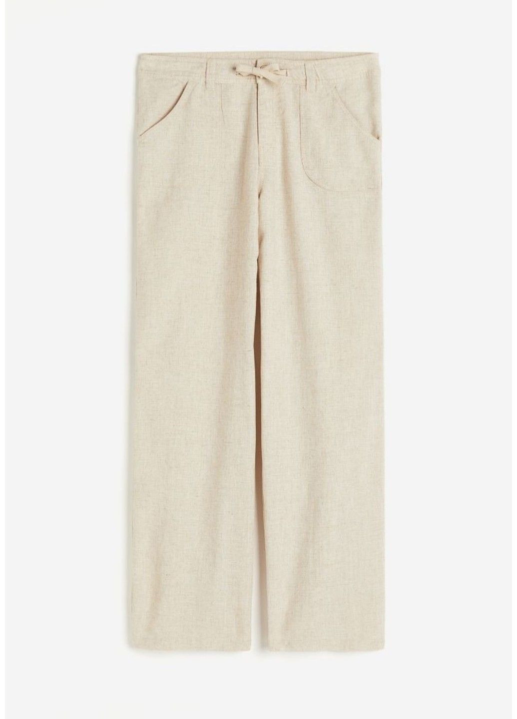 Женские прямые брюки из льняной смеси Н&М (56998) XS Светло-бежевые H&M (292317590)