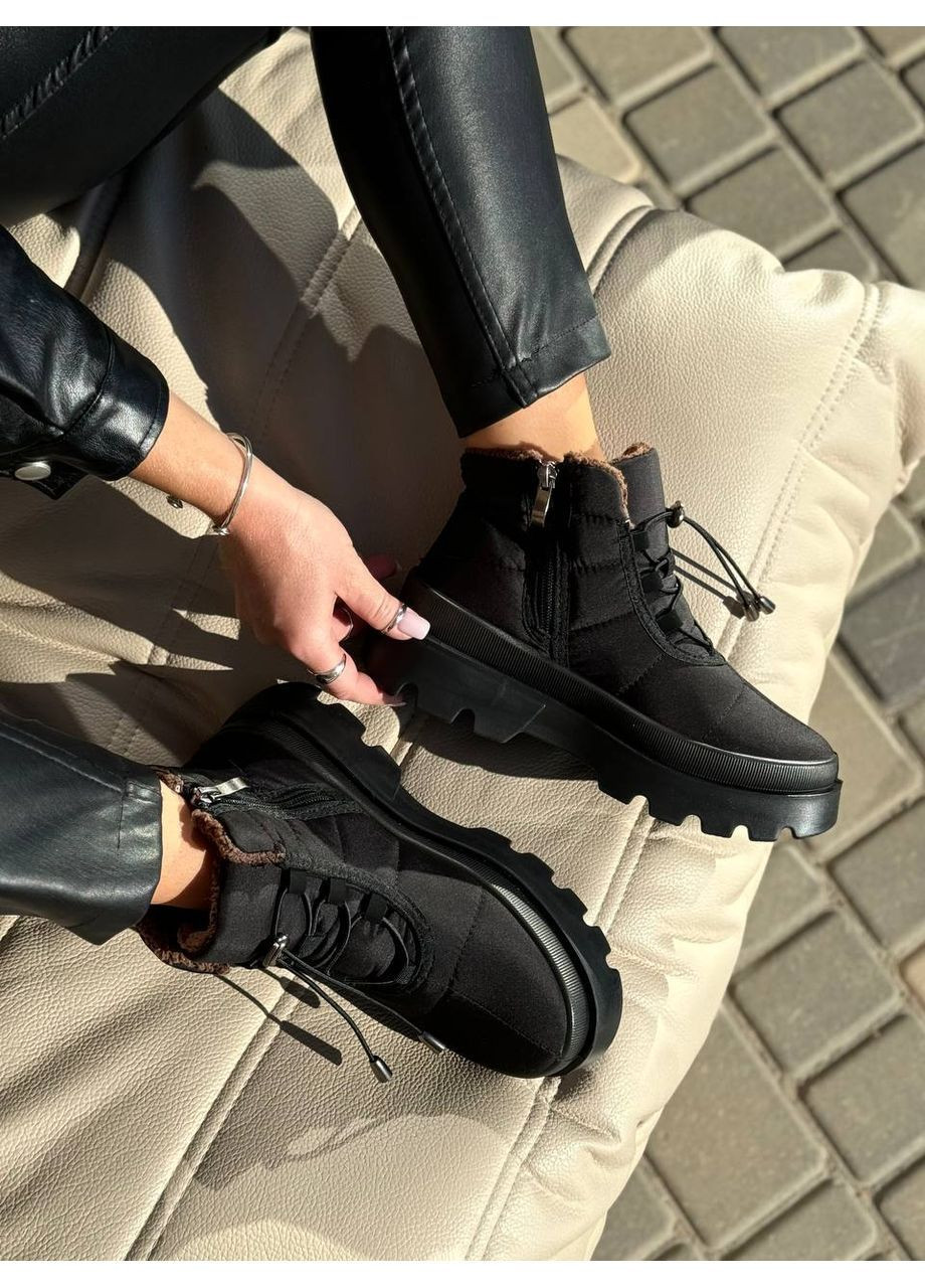 Черные дутики на шнуровке No Brand