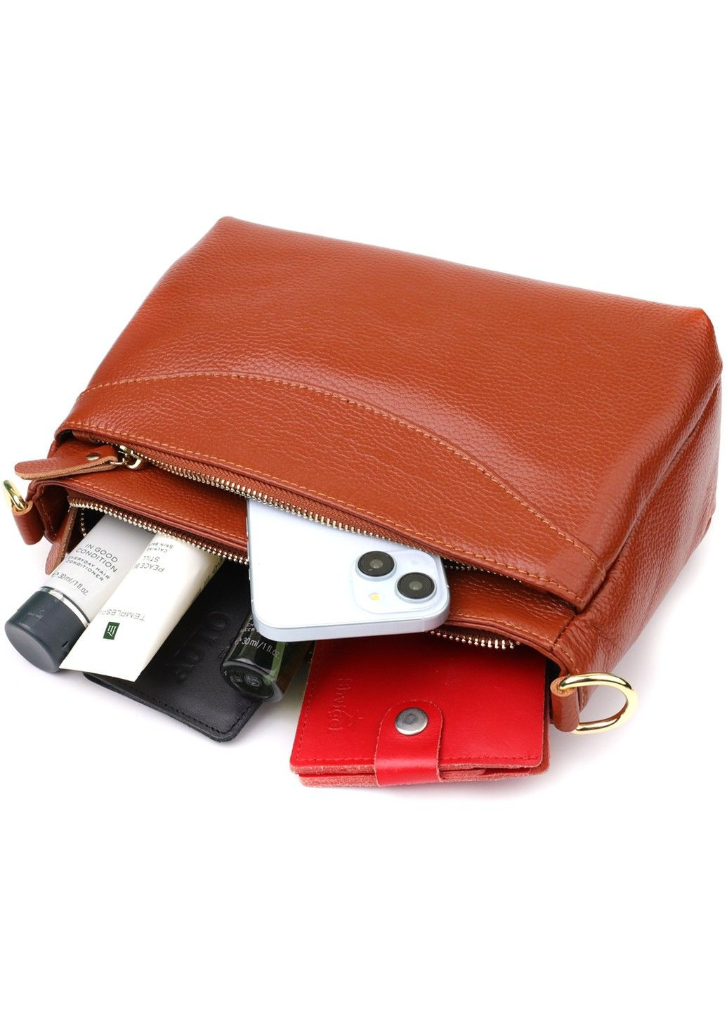 Женская сумка из натуральной кожи с формоустойчивым дном 22983 Коричневый Vintage (357494923)