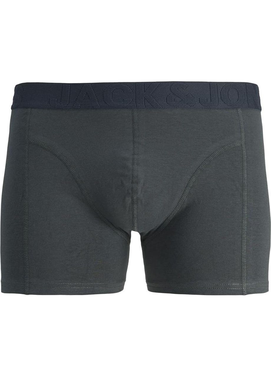 Набір чоловічих трусів боксерів ADDITIONAL 3 шт в наборі, розмір ХХL, чорні, візерунок, хакі, резинка кольорова. Jack & Jones Боксери (335363526)