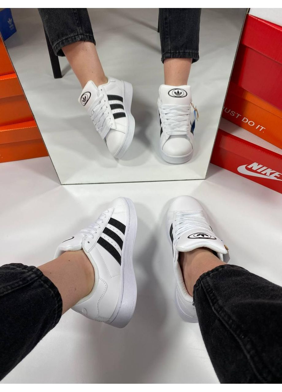 КРОССОВКИ ЖЕНСКИЕ ADIDAS CAMPUS 00S WHITE BLACK АДИДАС КАМПУС No Brand чёрные демисезоны (368862391)