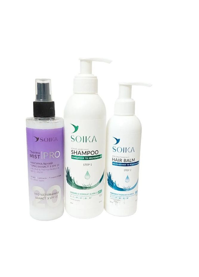Набір для відновлення волосся 3 в 1: шампунь, кондиціонер, контролер Soika (267818456)