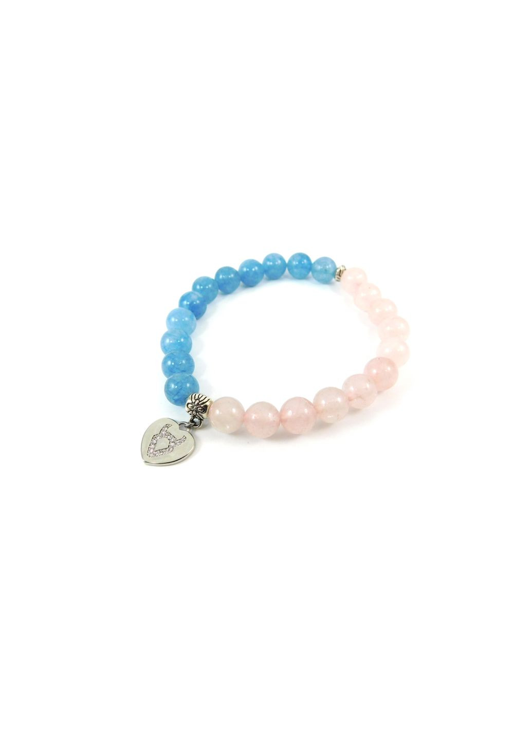 Эксклюзивный браслет "Зодиак" Аквамарин, Розовый кварц 17 Fursa fashion (322314068)
