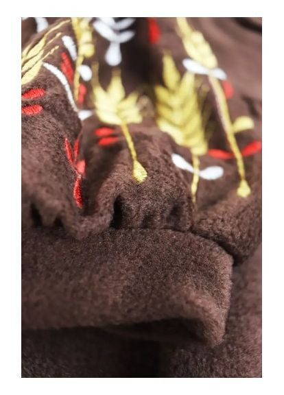 Коричневое флисовое платье с вышивкой колоски No Brand (369480801)