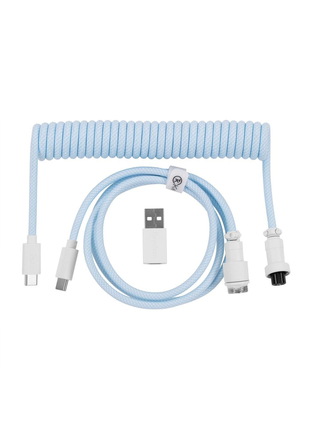 USB-A/USB-C > USB-C заряджання/синхронізації, 1.36м, Type-C, Coiled Aviator, синій Keychron (367854312)