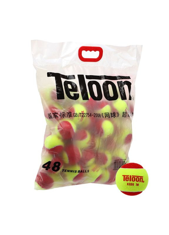 Мяч для большого тенниса Kids 70 Stage-3 48шт Красно-салатовый (60496049) Teloon (323025358)