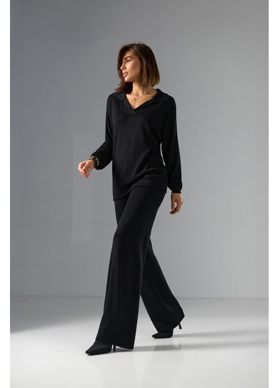 Брюки женские вязаные палаццо прямые без карманов 46/48 серые No Brand (363979198)