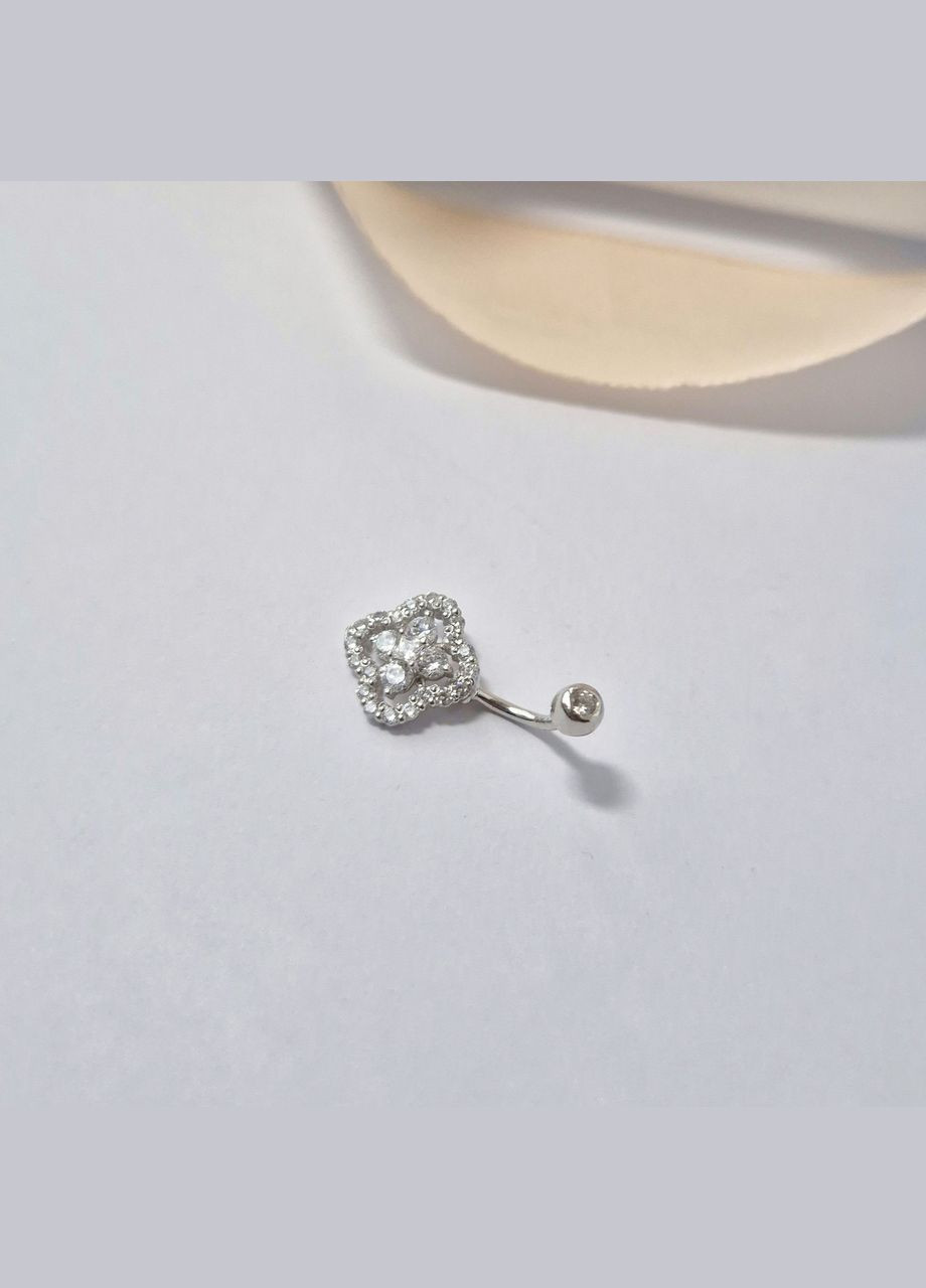 Срібний пірсинг в пупок Квітка в Білих Каменях срібло 925 проби Родоване 600840р 1.50г No Brand (315724799)