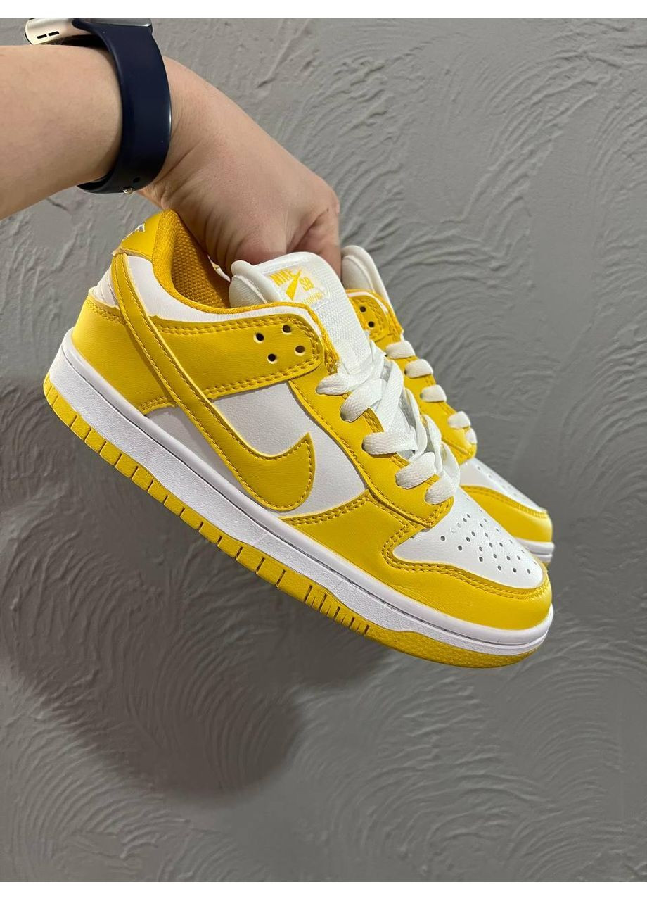 КРОСІВКИ ЖІНОЧІ NIKE SB DUNK LOW YELLOW WHITE НАЙК СБ ДАНК No Brand білі демісезони (367174919)
