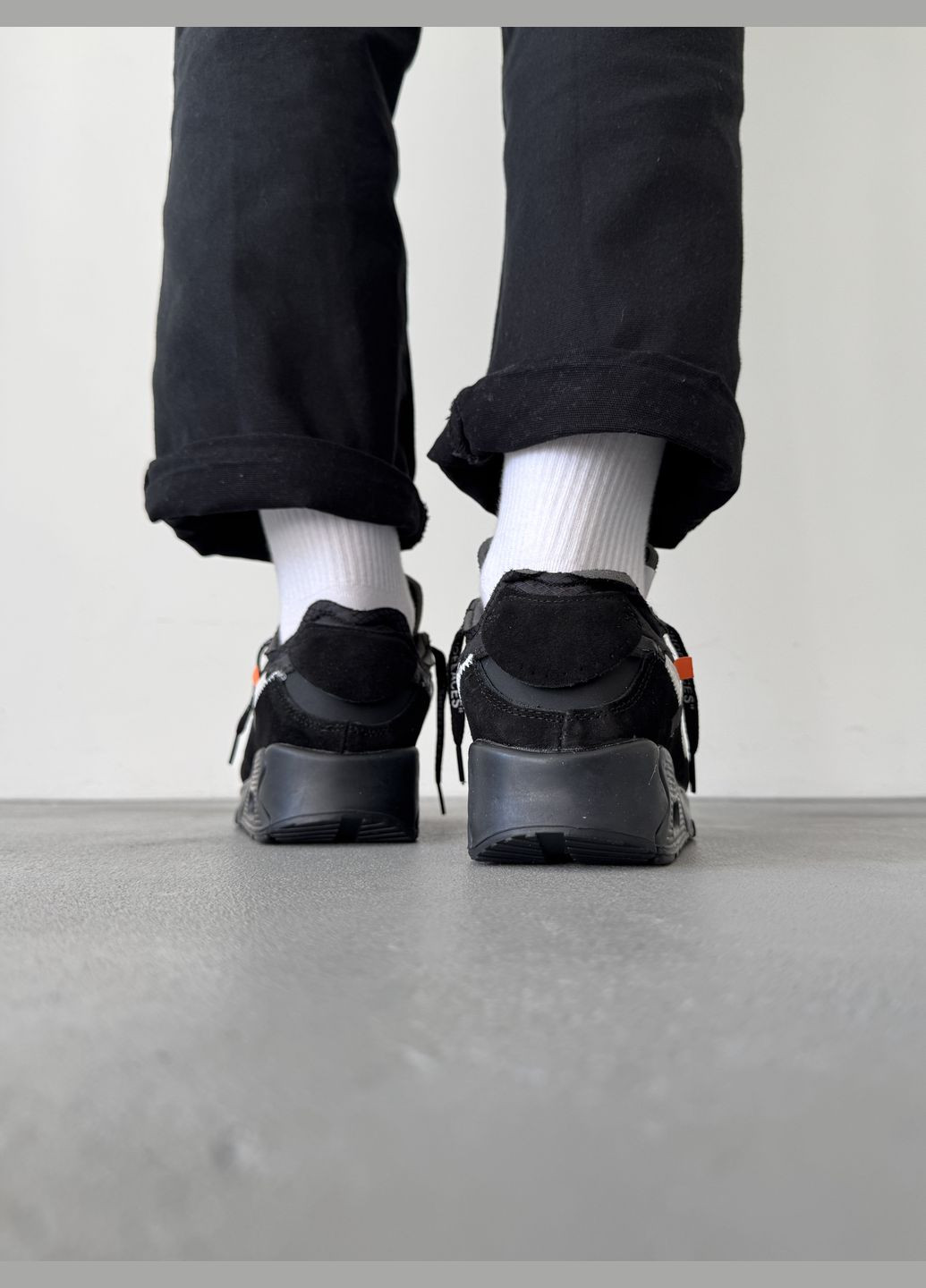 Чорні Осінні кросівки чоловічі і жіночі nike air max 90 x off-white black | найк аір макс 90 чорні No Brand