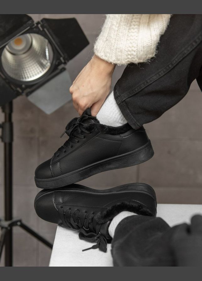 Жіночі зимові кросівки на хутрі чорні No Brand (307084046)